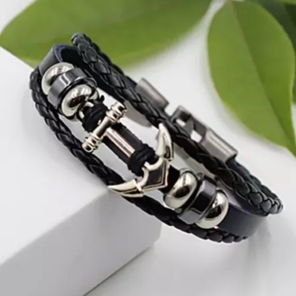 Cowhide woven bracelet personality anchor multi-layer bracelet